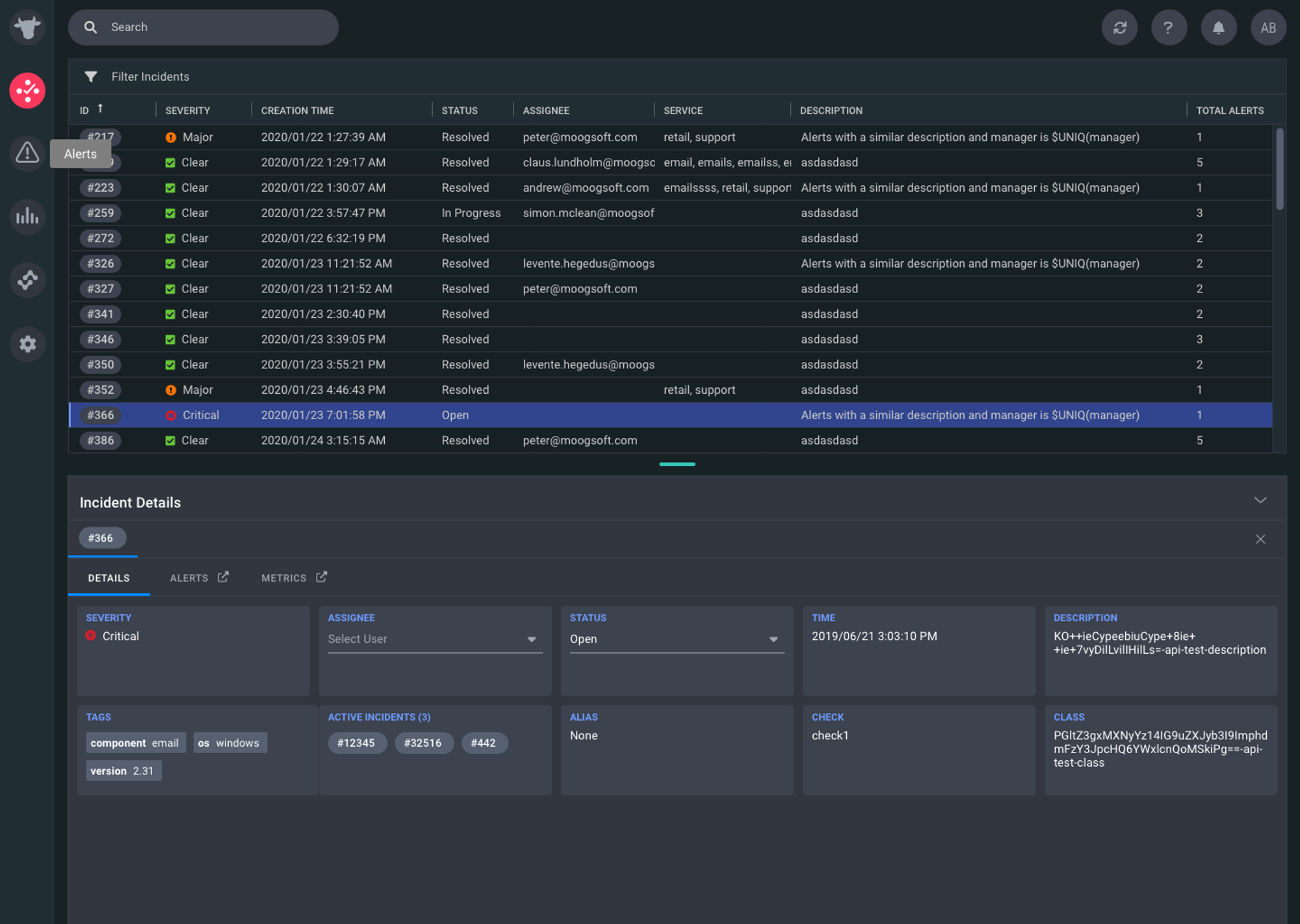 Stacked layout — dark
