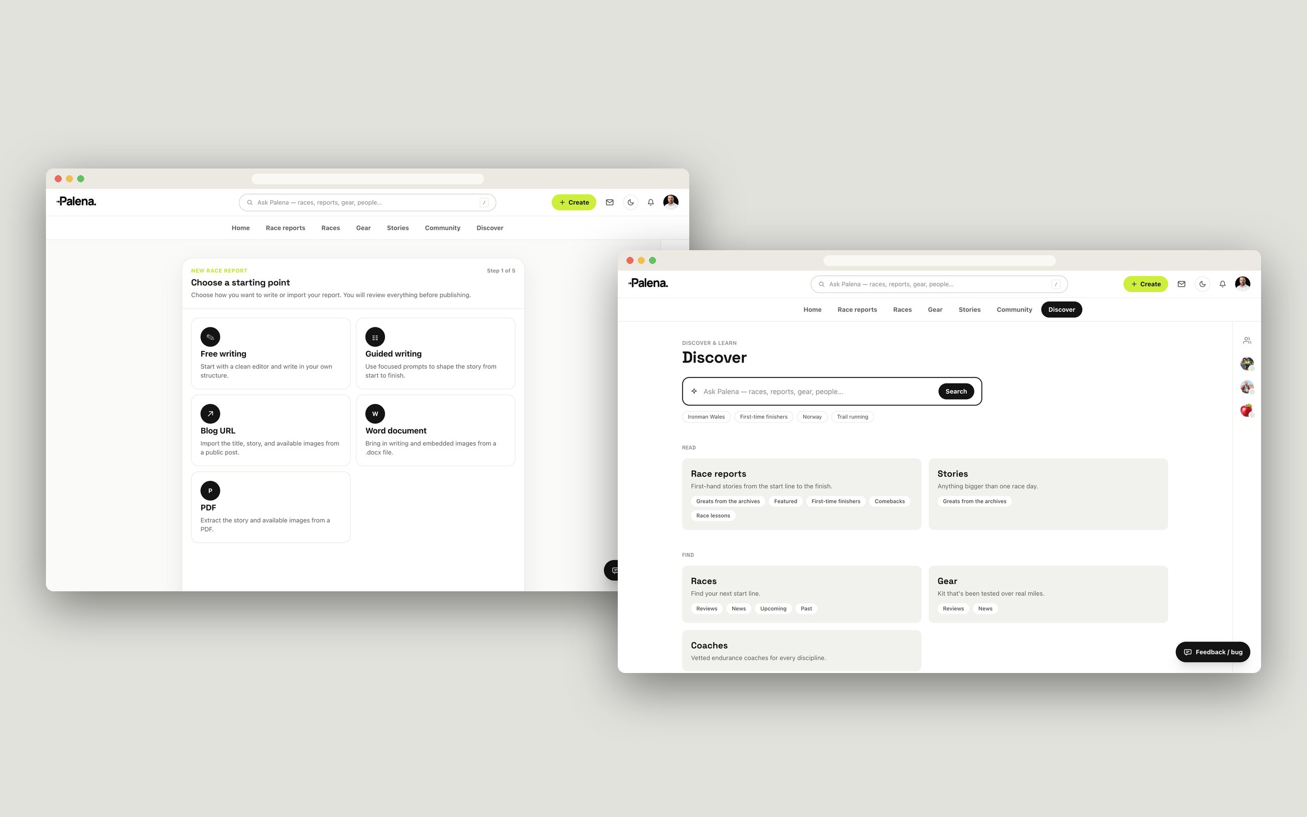 Choosing a starting point for a new report, and Discover