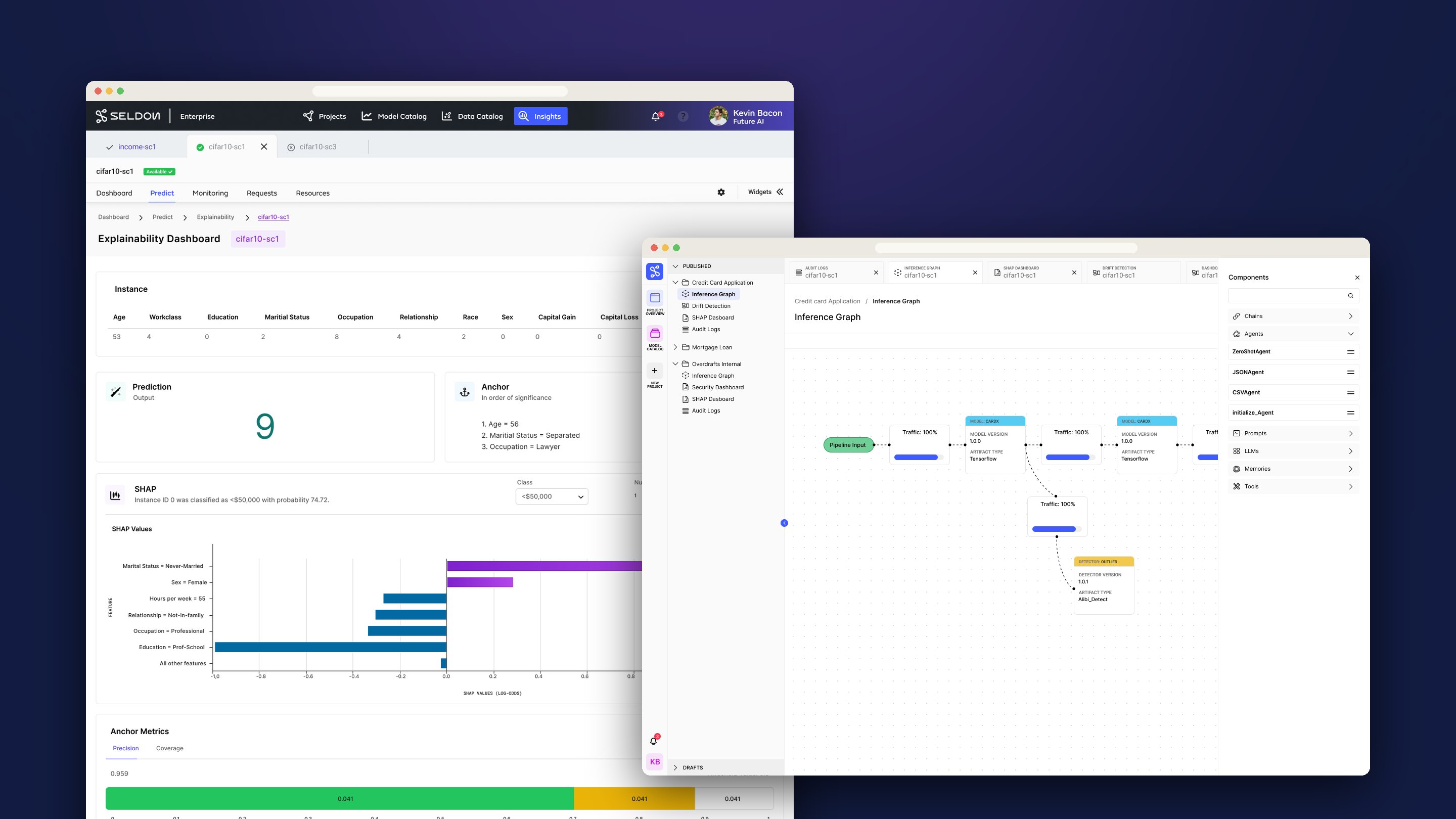 Seldon — the inference graph over the explainability dashboard