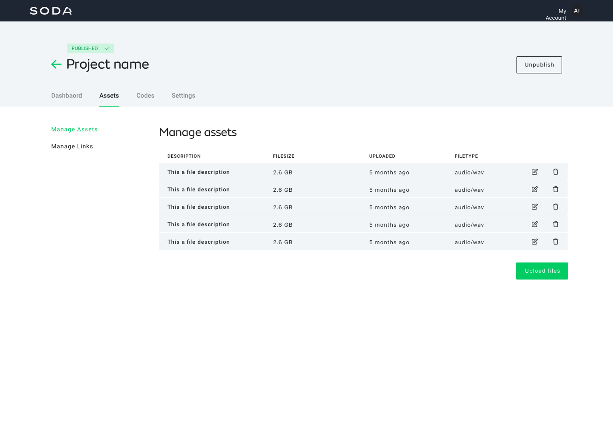 Codes — manage files
